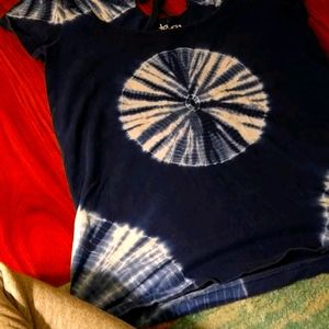 Blue and white kind of tie dye t-shirt